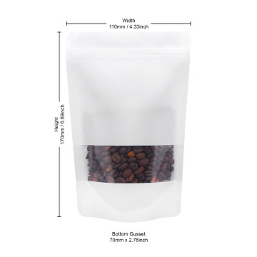 70g Recyclable Window White Matt With Valve Stand Up Pouch/Bag With Zip Lock [SP2] (100 per pack)