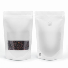 70g Recyclable Window White Matt With Valve Stand Up Pouch/Bag With Zip Lock [SP2] (100 per pack)