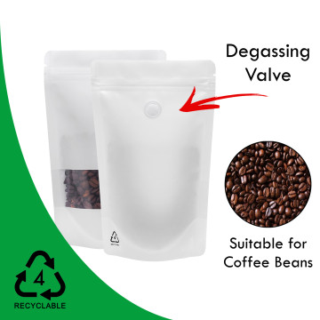 150g Recyclable Window White Matt With Valve Stand Up Pouch/Bag With Zip Lock [SP3] (100 per pack)