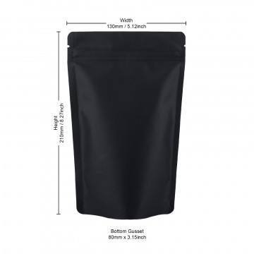 130x210mm Recyclable Black Matt Stand Up Pouch/Bag with Zip Lock