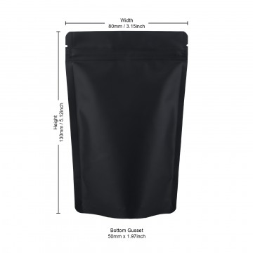 80x130mm Recyclable Black Matt Stand Up Pouch/Bag with Zip Lock