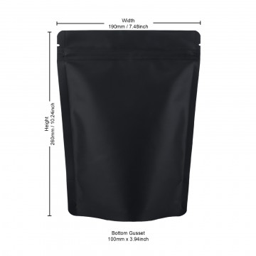190x260mm Recyclable Black Matt Stand Up Pouch/Bag with Zip Lock