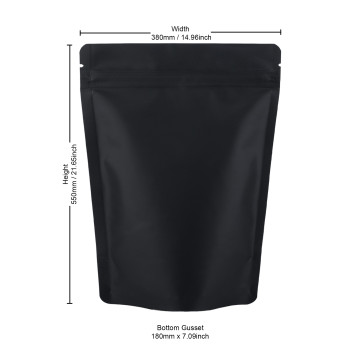 5Kg Recyclable Black Matt With Valve Stand Up Pouch/Bag With Zip Lock [SP8] (100 per pack)