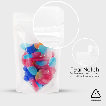 250g  Recyclable Clear/White Shiny Stand Up Pouch/Bag with Zip Lock [SP4] (100 per pack)