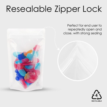 250g  Recyclable Clear/White Shiny Stand Up Pouch/Bag with Zip Lock [SP4] (100 per pack)