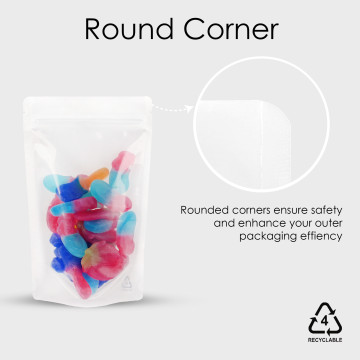 250g  Recyclable Clear/White Shiny Stand Up Pouch/Bag with Zip Lock [SP4] (100 per pack)