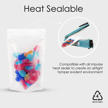 250g  Recyclable Clear/White Shiny Stand Up Pouch/Bag with Zip Lock [SP4] (100 per pack)