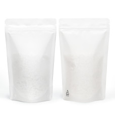 2kg Recyclable White Matt Stand Up Pouch/Bag with Zip Lock 265x420mm (100 per pack)