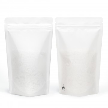 750g Recyclable White Matt Stand Up Pouch/Bag with Zip Lock 210x310mm