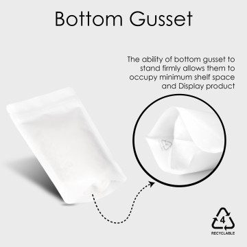 5kg Recyclable White Matt Stand Up Pouch/Bag with Zip Lock 5Kg [SP8] (100 per pack)