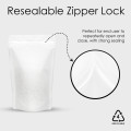 70g Recyclable White Matt Stand Up Pouch/Bag with Zip Lock 110x170mm (100 per pack)