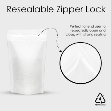 5kg Recyclable White Matt Stand Up Pouch/Bag with Zip Lock 5Kg [SP8] (100 per pack)