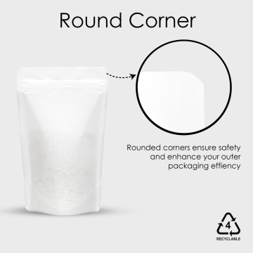 5kg Recyclable White Matt Stand Up Pouch/Bag with Zip Lock 5Kg [SP8] (100 per pack)