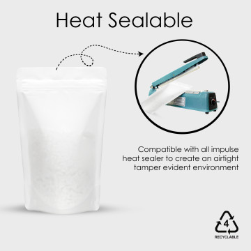 5kg Recyclable White Matt Stand Up Pouch/Bag with Zip Lock 5Kg [SP8] (100 per pack)