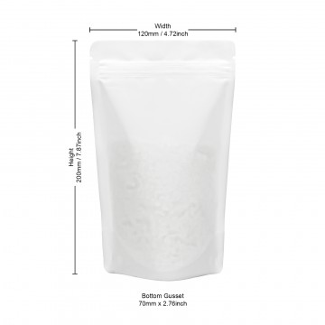 100g Recyclable White Matt Stand Up Pouch/Bag with Zip Lock 120x200mm