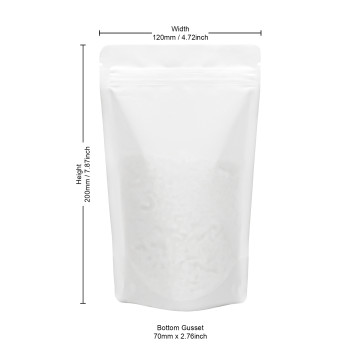 100g Recyclable White Matt Stand Up Pouch/Bag with Zip Lock 100g  [SP9] (100 per pack)