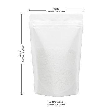 2kg Recyclable White Matt Stand Up Pouch/Bag with Zip Lock 2Kg [SP10] (100 per pack)