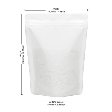 500g Recyclable White Matt Stand Up Pouch/Bag with Zip Lock 500g  [SP5] (100 per pack)