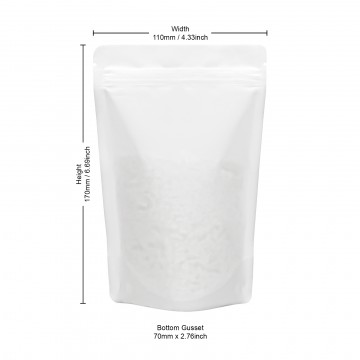 70g Recyclable White Matt Stand Up Pouch/Bag with Zip Lock 110x170mm