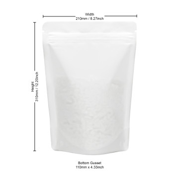 750g Recyclable White Matt Stand Up Pouch/Bag with Zip Lock 210x310mm (100 per pack)