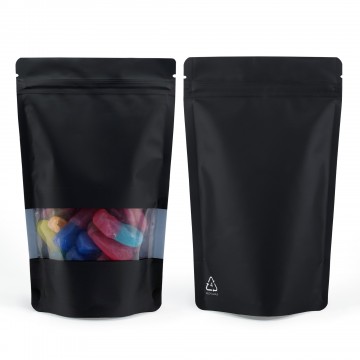 750g Recyclable Window Black Matt Stand Up Pouch/Bag with Zip Lock 210x310mm