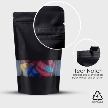 40g Recyclable Window Black Matt Stand Up Pouch/Bag with Zip Lock 40g [SP1] (100 per pack)