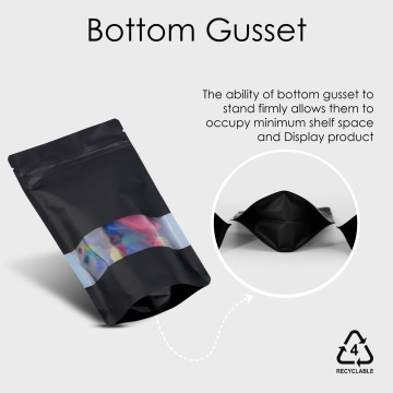 40g Recyclable Window Black Matt Stand Up Pouch/Bag with Zip Lock 40g [SP1] (100 per pack)