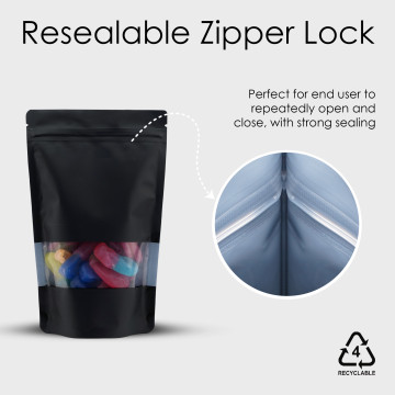 40g Recyclable Window Black Matt Stand Up Pouch/Bag with Zip Lock 40g [SP1] (100 per pack)