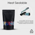250g Recyclable Window Black Matt Stand Up Pouch/Bag with Zip Lock 160x230mm