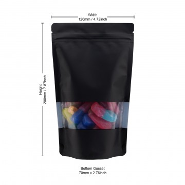 100g Recyclable Window Black Matt Stand Up Pouch/Bag with Zip Lock 120x200mm