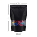 150g Recyclable Window Black Matt Stand Up Pouch/Bag with Zip Lock 130x210mm (100 per pack)