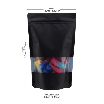 150g Recyclable Window Black Matt Stand Up Pouch/Bag with Zip Lock 130x210mm (100 per pack)