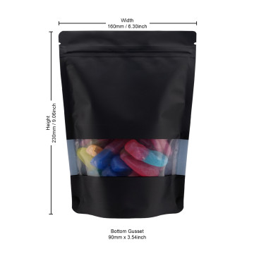 250g Recyclable Window Black Matt Stand Up Pouch/Bag with Zip Lock 160x230mm (100 per pack)