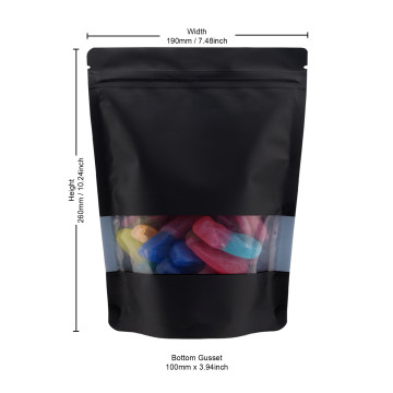 500g Recyclable Window Black Matt Stand Up Pouch/Bag with Zip Lock 190x260mm (100 per pack)