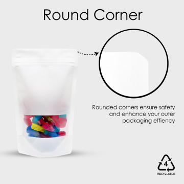 250g  Recyclable Window White Matt Stand Up Pouch/Bag with Zip Lock [SP4] (100 per pack)
