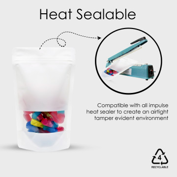 250g  Recyclable Window White Matt Stand Up Pouch/Bag with Zip Lock [SP4] (100 per pack)
