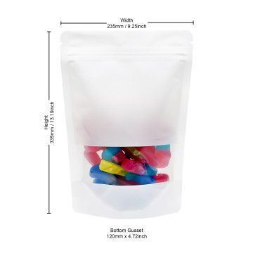 1Kg Recyclable Window White Matt Stand Up Pouch/Bag with Zip Lock [SP6] (100 per pack)