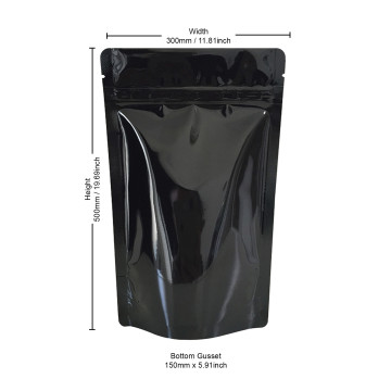 3kg Black Shiny Stand Up Pouch/Bag with Zip Lock [SP7] (100 per pack)