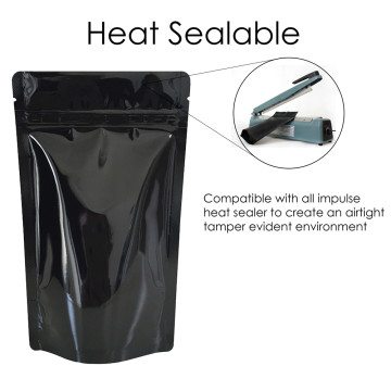3kg Black Shiny Stand Up Pouch/Bag with Zip Lock [SP7] (100 per pack)