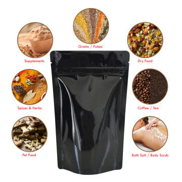 3kg Black Shiny Stand Up Pouch/Bag with Zip Lock [SP7] (100 per pack)