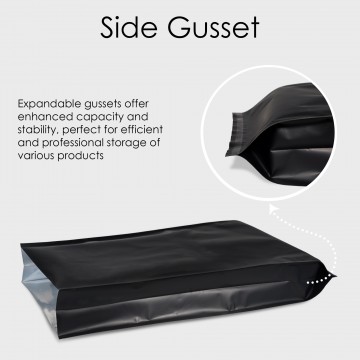 10kg 360x730mm Black Matt Side Gusset Pouch/Bag