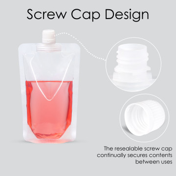 300ml Clear / Clear Screw Cap 15mm Spout Pouches (100 per pack)