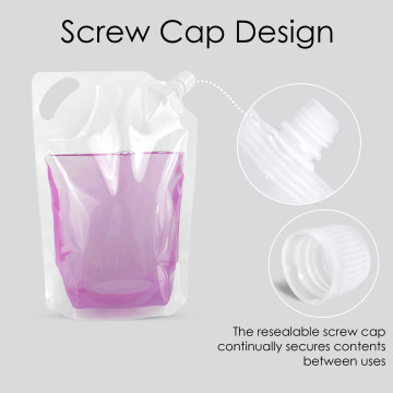 1 Litre Clear / Clear Screw Cap 15mm Spout Pouches with Handle (100 per pack)