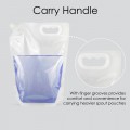 2 Litre Clear / Clear Screw Cap 15mm Spout Pouches with Handle (100 per pack)