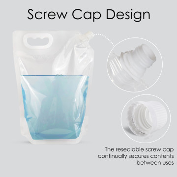 3 Litre Clear / Clear Screw Cap 22mm Spout Pouches with Handle (100 per pack)