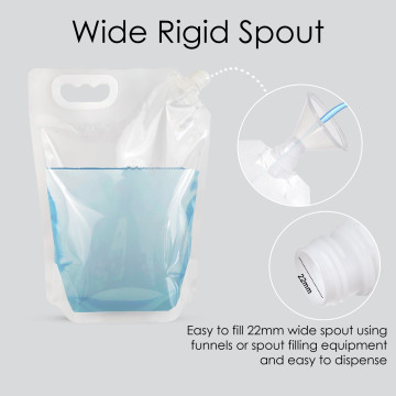 3 Litre Clear / Clear Screw Cap 22mm Spout Pouches with Handle (100 per pack)