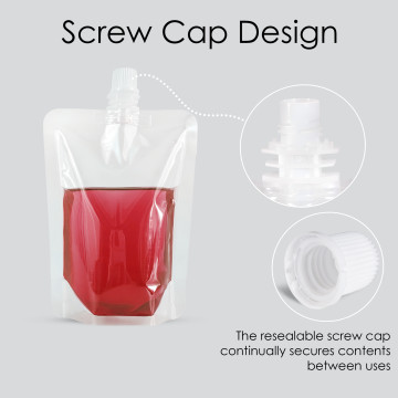 500ml Clear / Clear Screw Cap 8.6mm Spout Pouches (100 per pack)