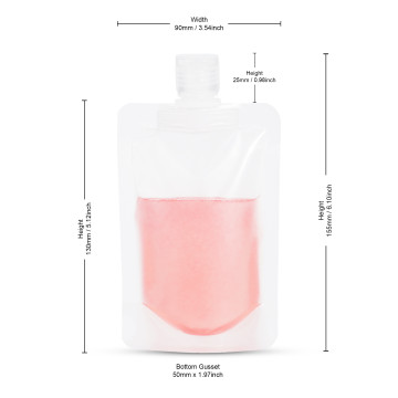 100ml Clear / Clear Matt Flip Cap 16mm Spout Pouches (100 per pack)