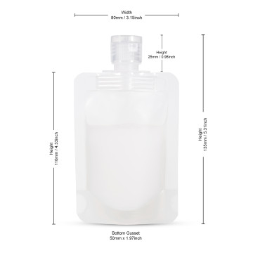 50ml Clear / Clear Matt Flip Cap 16mm Spout Pouches (100 per pack)