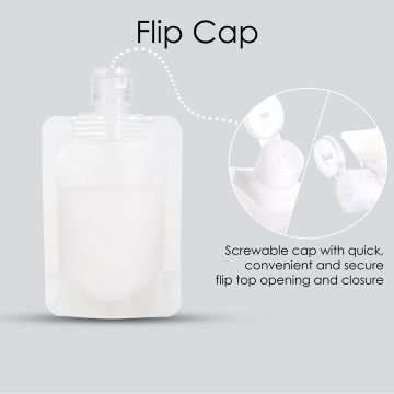 50ml Clear / Clear Matt Flip Cap 16mm Spout Pouches (100 per pack)